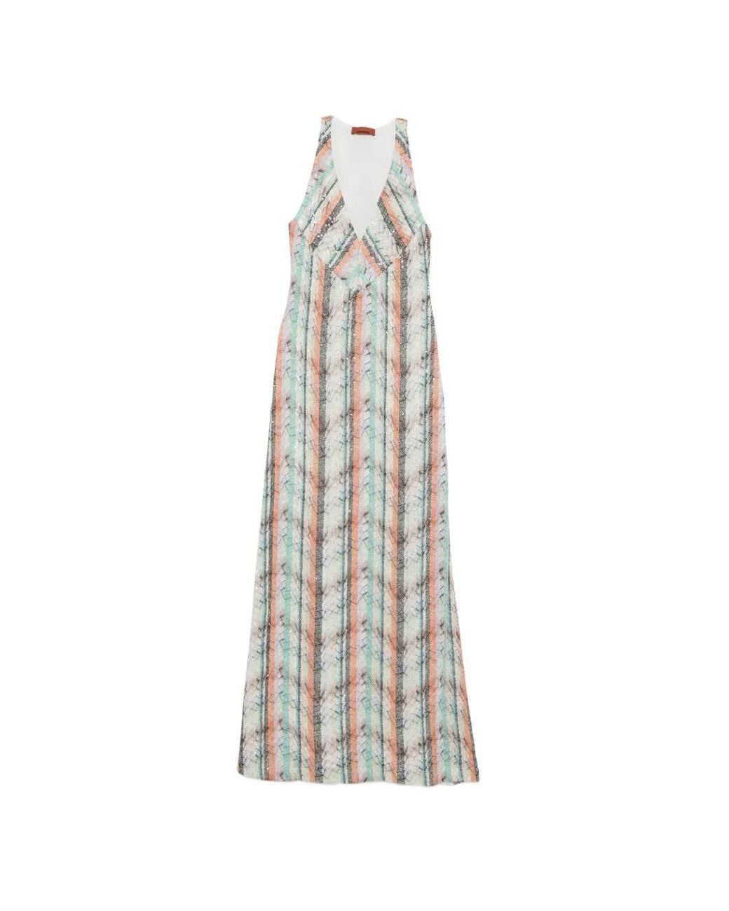 Missoni White Sleeveless Multi-Technique Mixed Lamé Gown