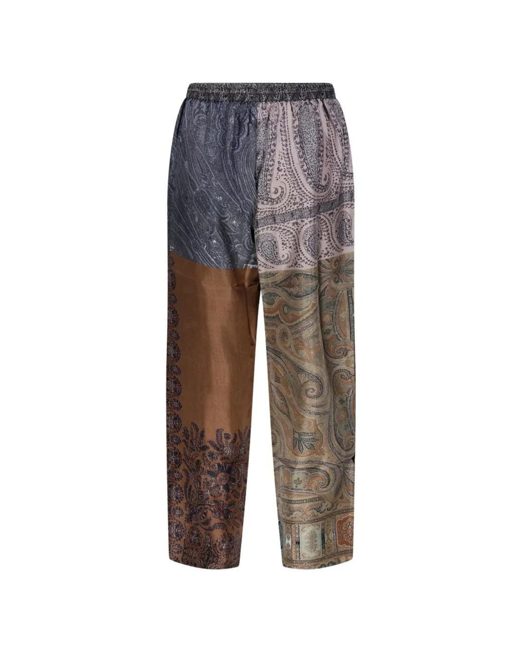 Pierre Louis Mascia Brown Aloe Paisley Patchwork Trousers