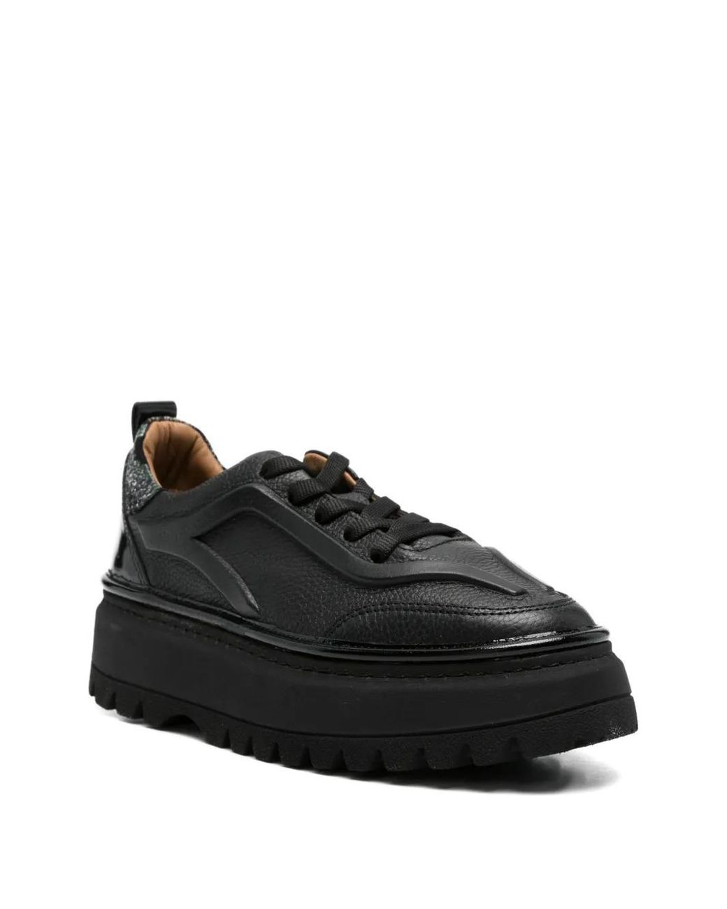 SERGIO MORETTI FIRENZE Black Pebbled Platform Sneakers