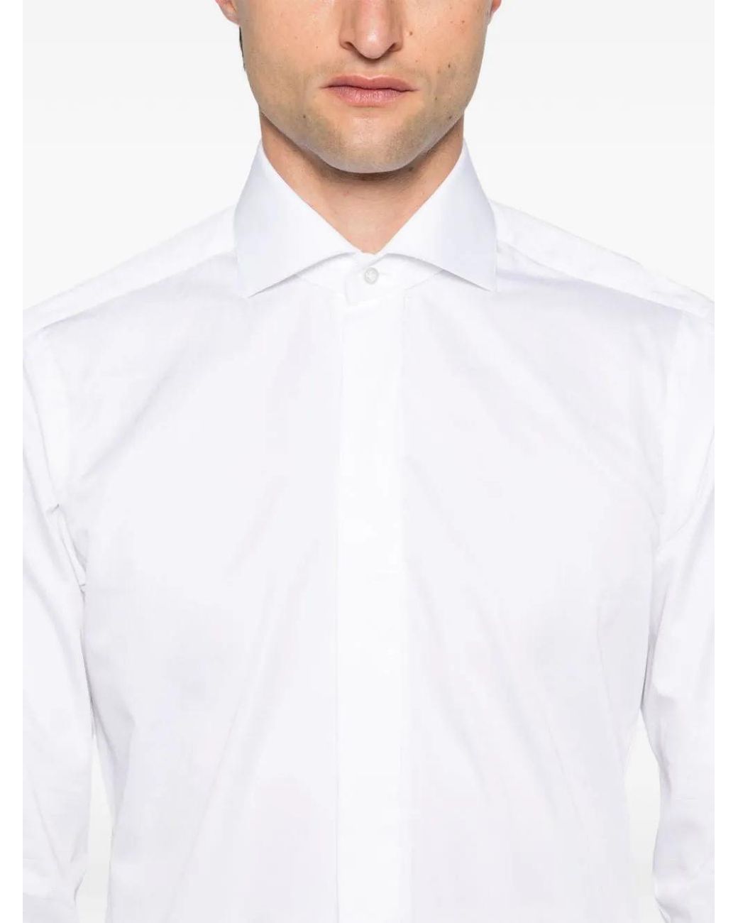 Barba Napoli White Cotton Shirt for men