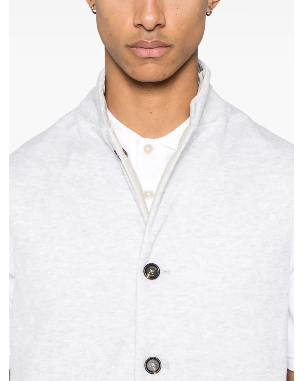 Eleventy White Reversible Gilet for men