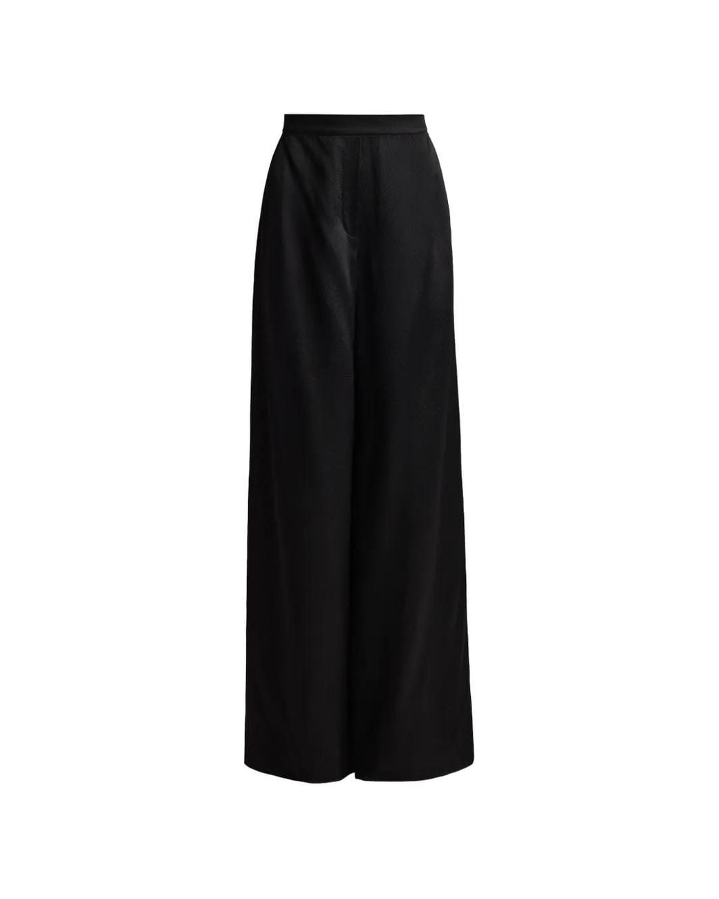 St. John Black Hammered Satin Pocket Trousers