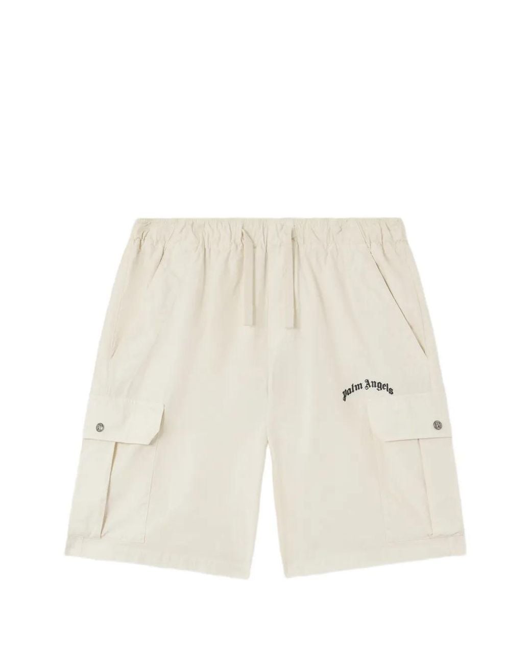 Palm Angels White Logo-Print Cargo Shorts for men