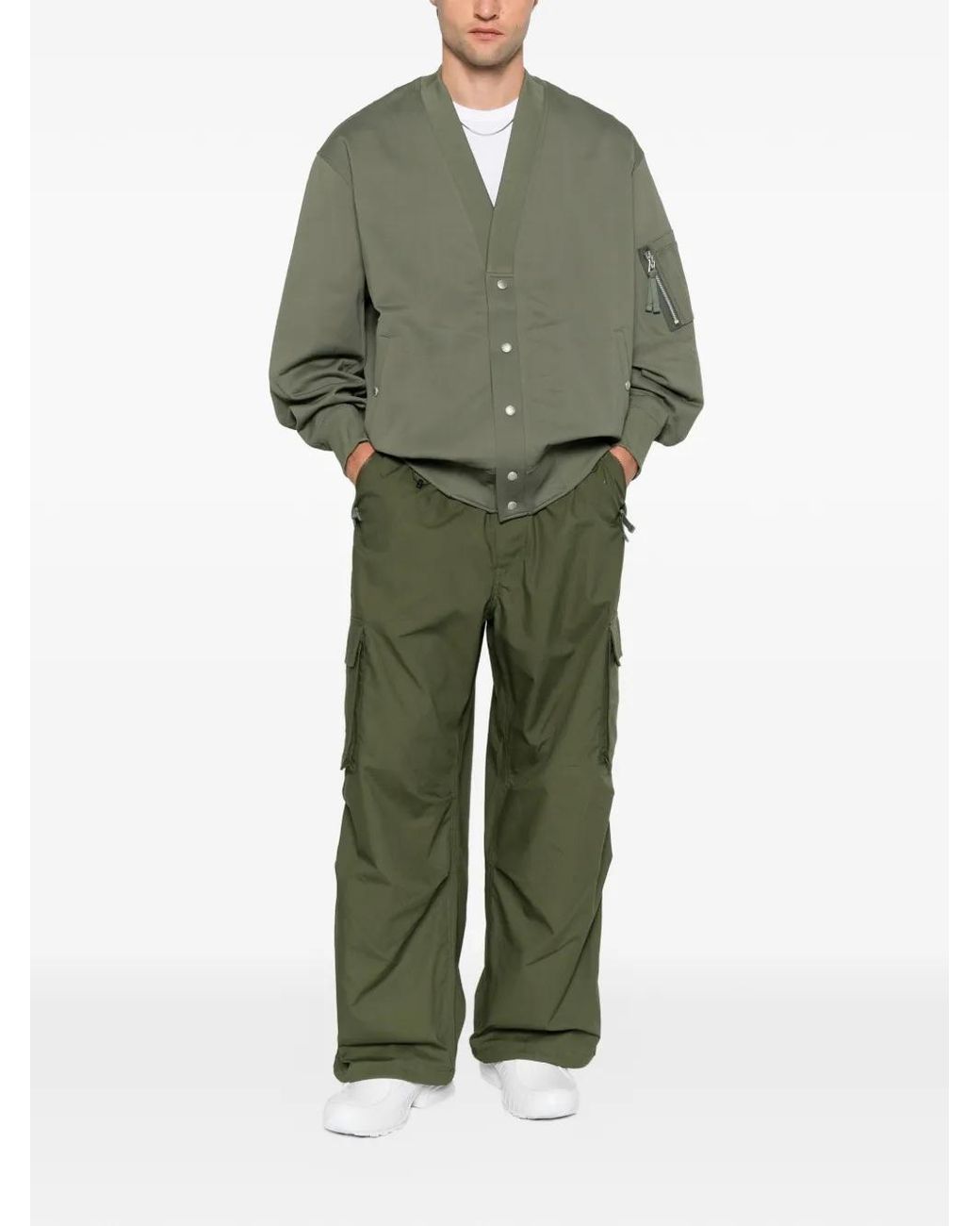 Comme des Garçons Green Ripstop-Texture Drawstring Cargo Pants for men