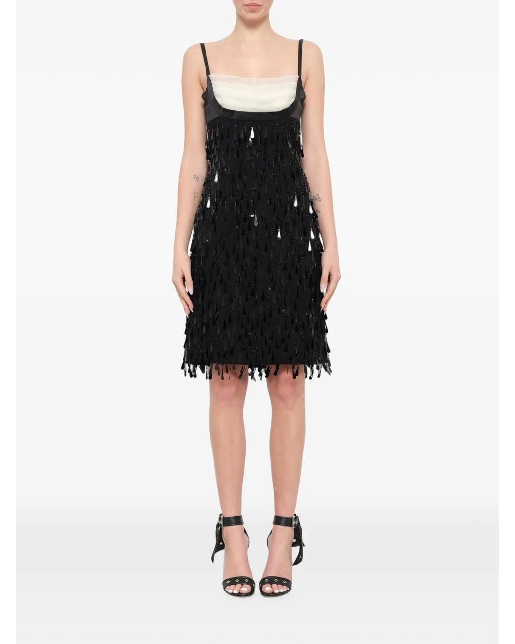 Marc Jacobs Black Sequin-Embellished Wool Mini Dress