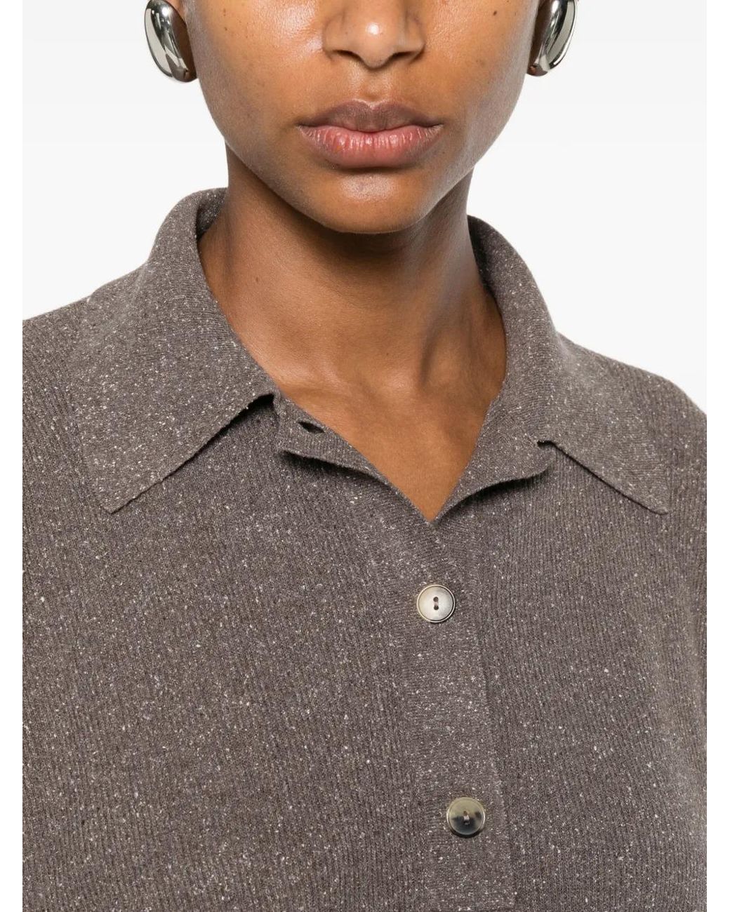 Calvin Klein Brown Helga Ribbed-Knit Polo Shirt