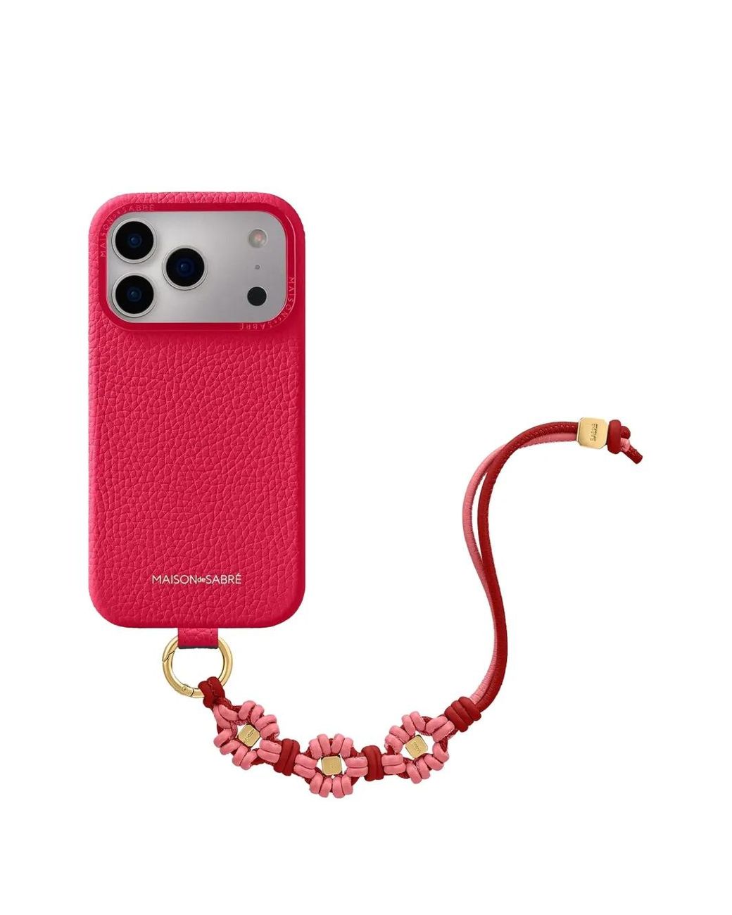 Maison De Sabre Pink Wristlet Leather Bag Charm