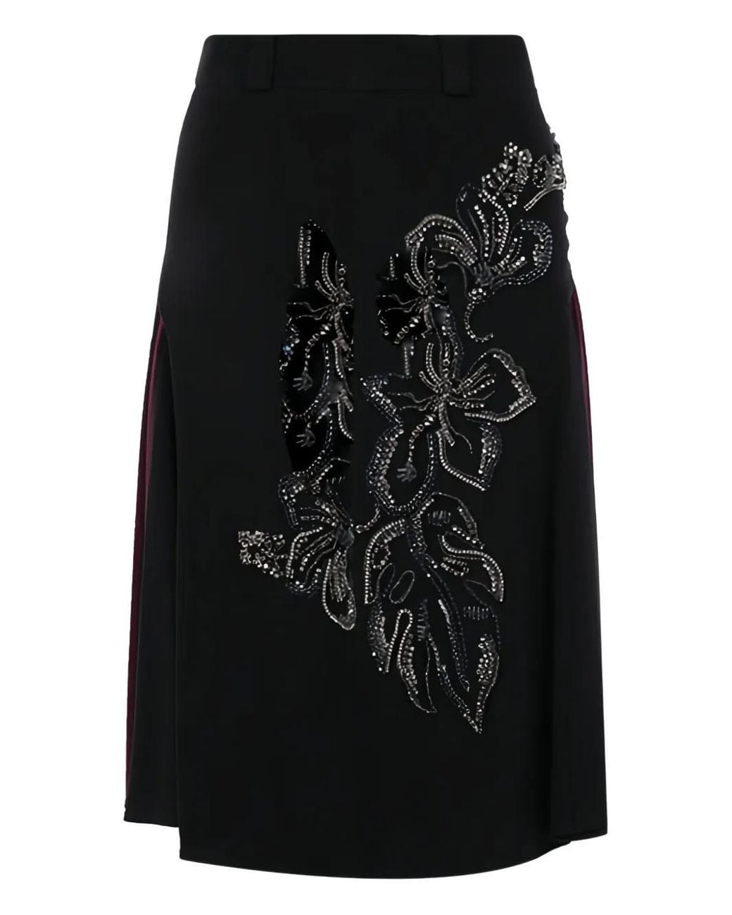 Prada Black Crystal-Embellished Midi Skirt
