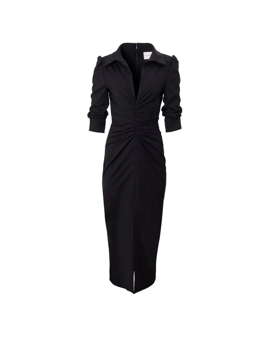 Carolina Herrera Black Ruched Midi Dress