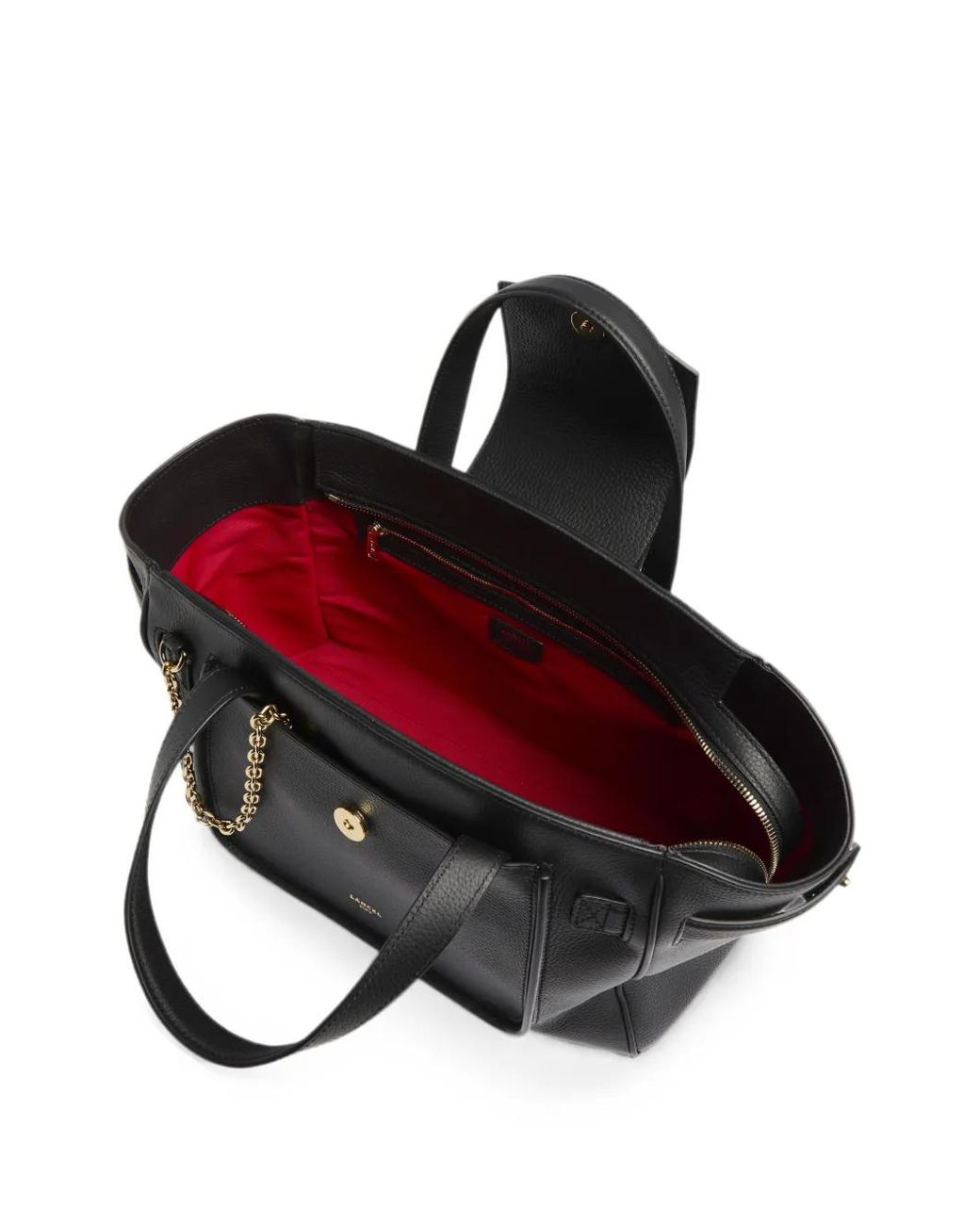 Lancel Black Medium Thea Grained Leather Tote Bag