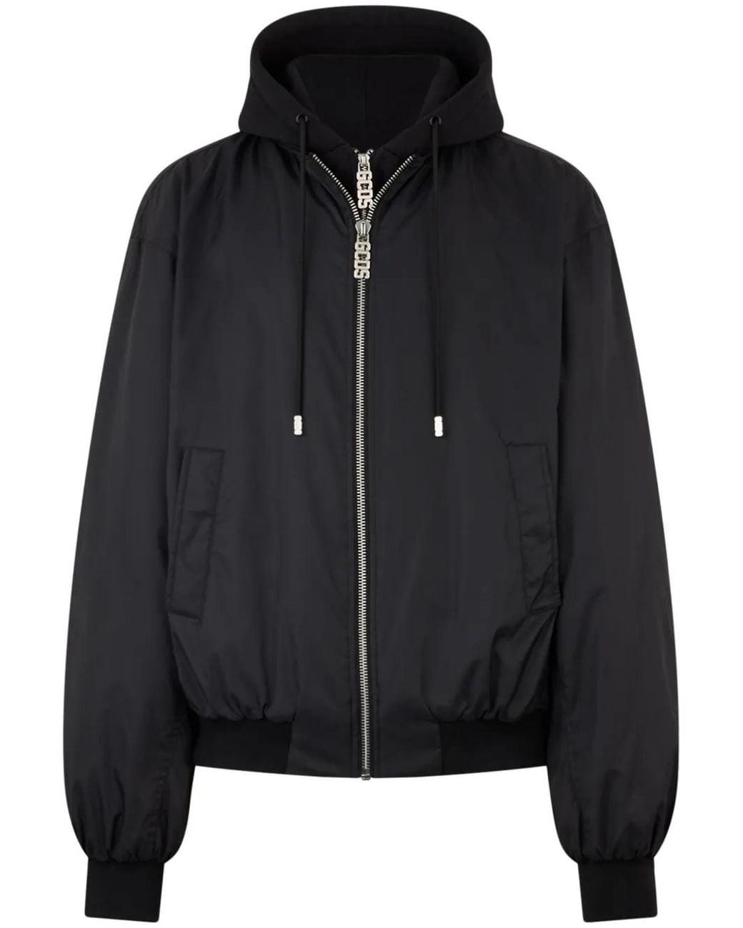 Gcds Black Bomber Jacket With Hood for men
