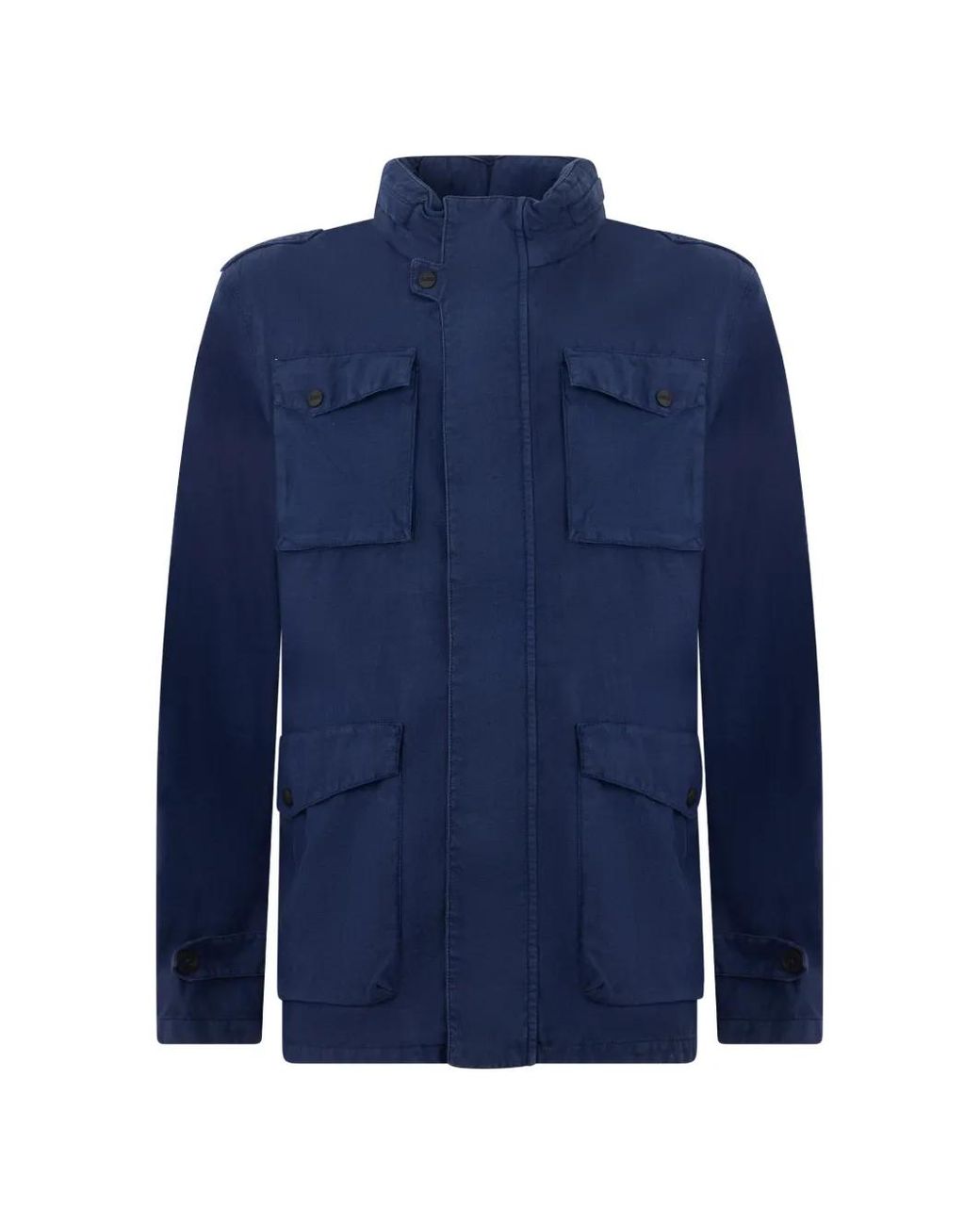 Herno Blue Linen Multi-Pocket Jacket for men
