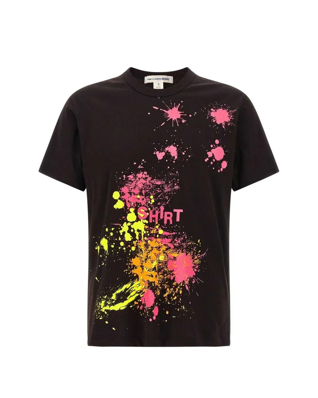 Comme des Garçons Black Paint-Splatter Logo-Print T-Shirt for men