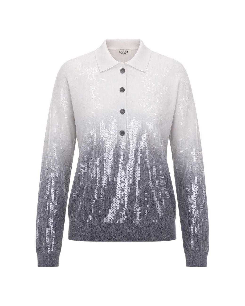 Liu Jo White Polo À Sequins Brodés Et Effet Dégradé
