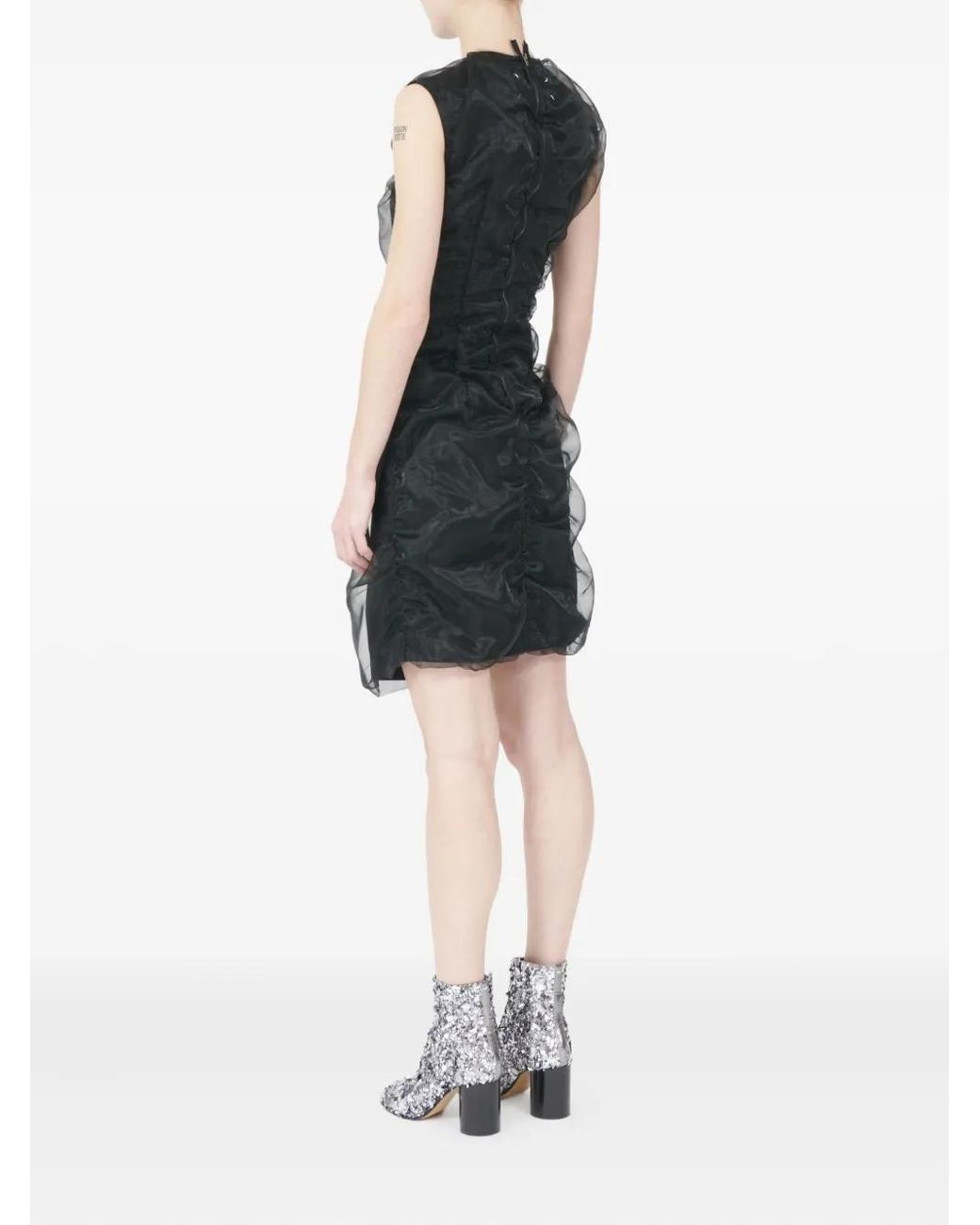 Maison Margiela Black Ärmelloses Kleid Mit Rüschen