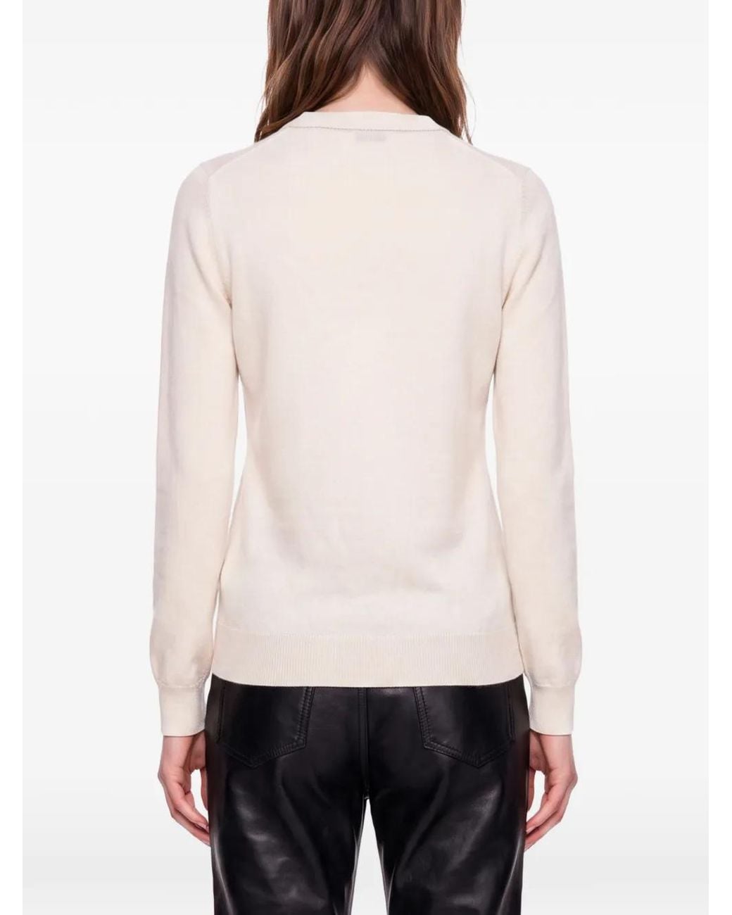 Brunello Cucinelli White Cashmere Sweater With Monili