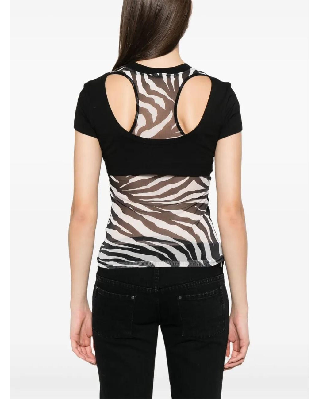 Versace Jeans Couture Black Crystal Zebra T-Shirt