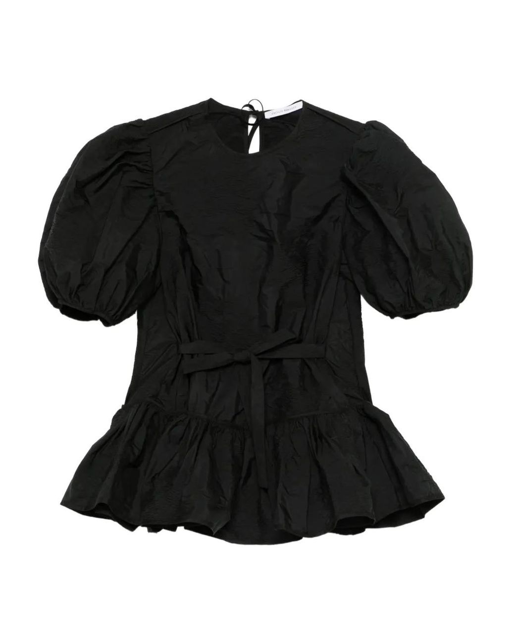 CECILIE BAHNSEN Black Puff-Sleeve Blouse
