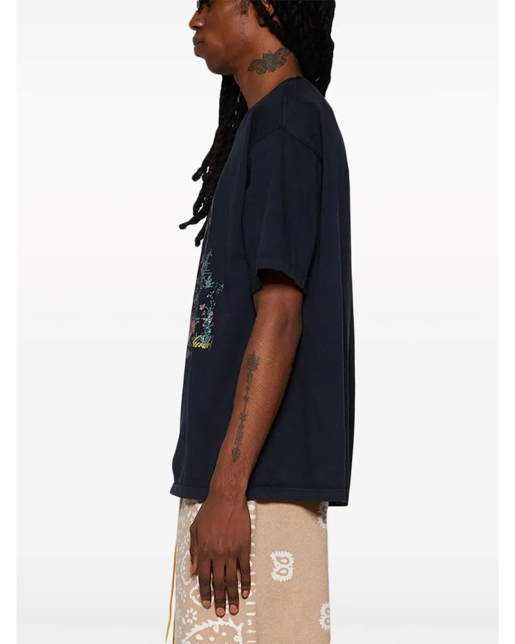 Rhude Black Santos Cotton T-shirt for men