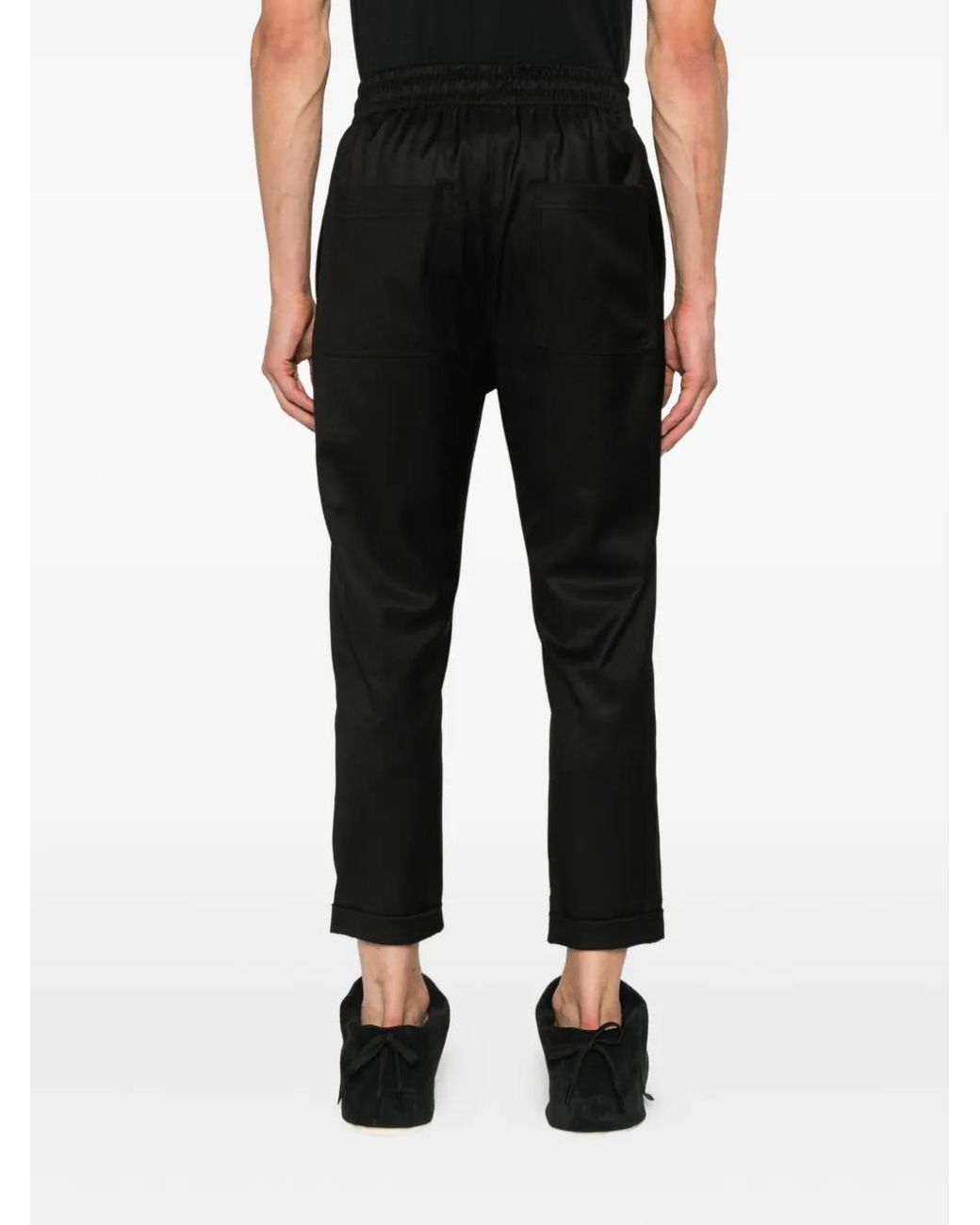 Hamza Black Drawstring Cuffed Trousers for men