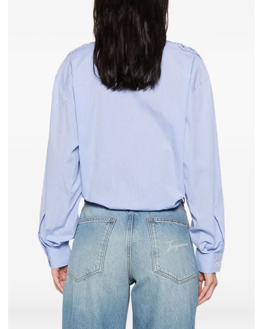 Sandro Blue Embroidered Cotton Shirt