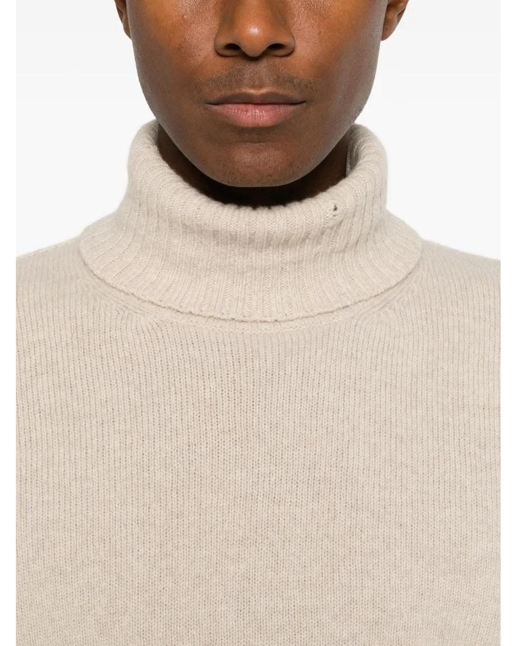 Amaranto Natural Roll-Neck Ribbed-Trim Sweater for men