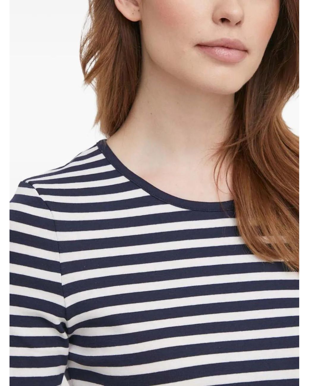 Gant Blue Striped Three-Quarter Sleeve T-Shirt
