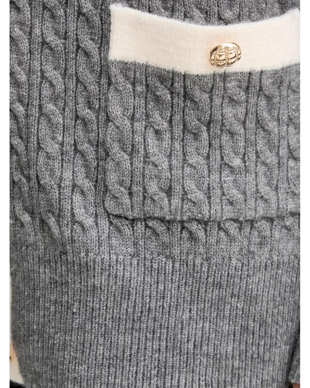 Fracomina Gray V-Neck Button Cardigan