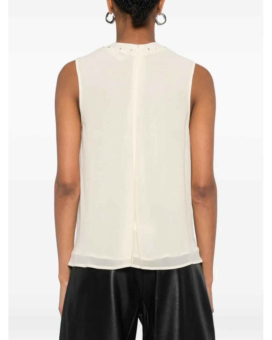 Forte_forte Natural Embellished-Detail Sleeveless Blouse