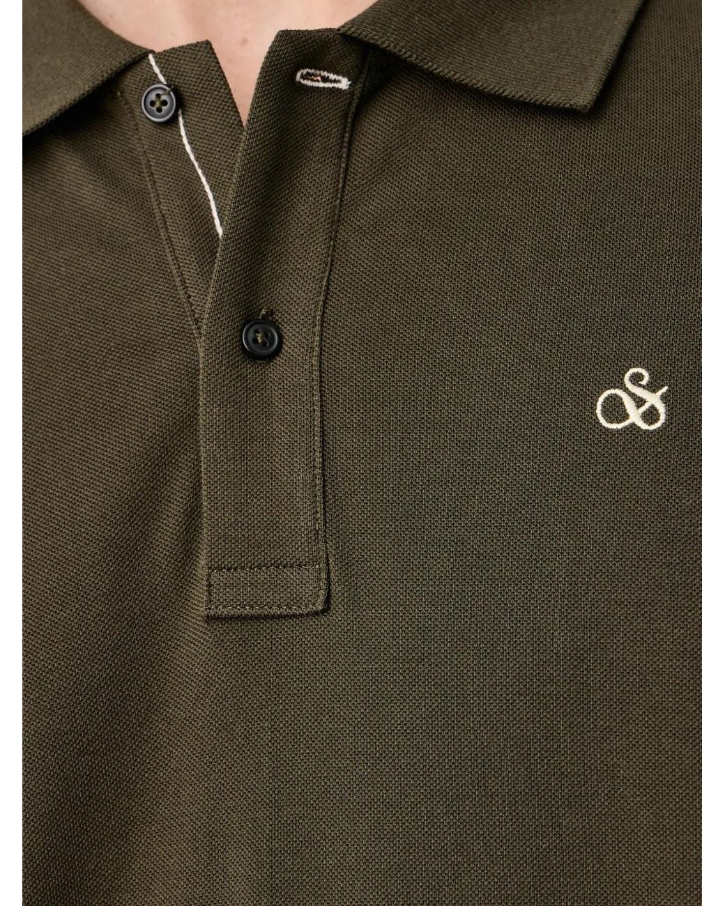 Scotch & Soda Green Logo-Embroidered Polo Shirt for men