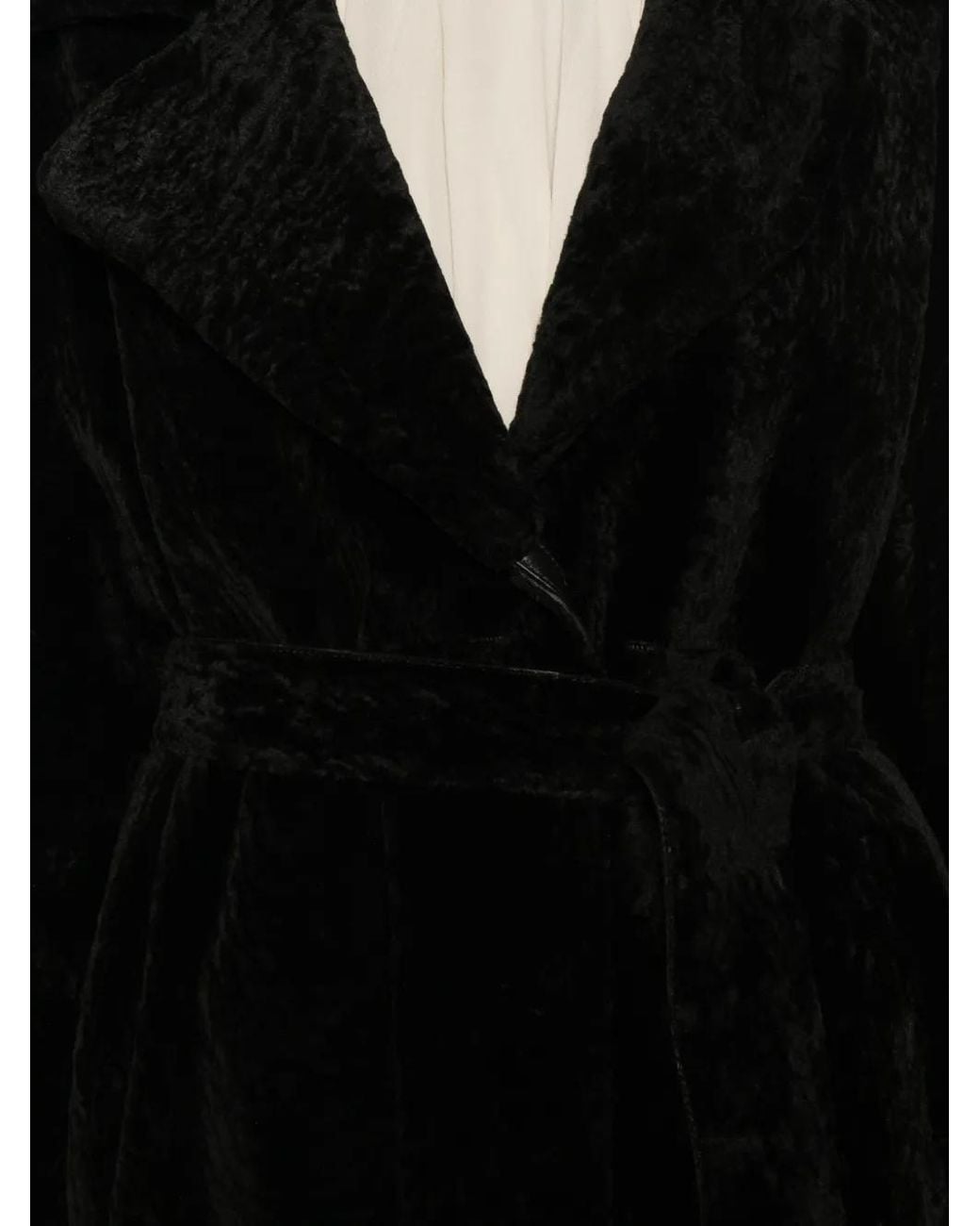 Arma Black Rien Belted Shearling Coat
