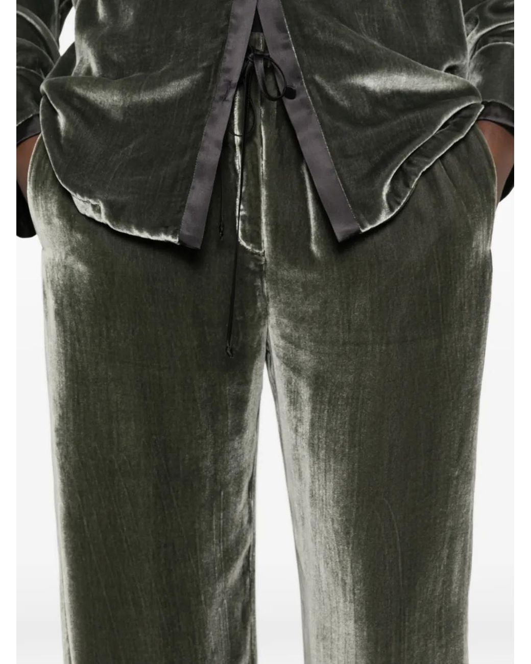 Forte_forte Green Velvet Drawstring Trousers