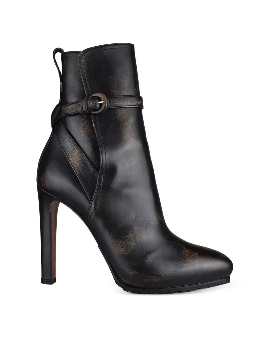 Ralph Lauren Black Recelle Buckle-Strap Boots