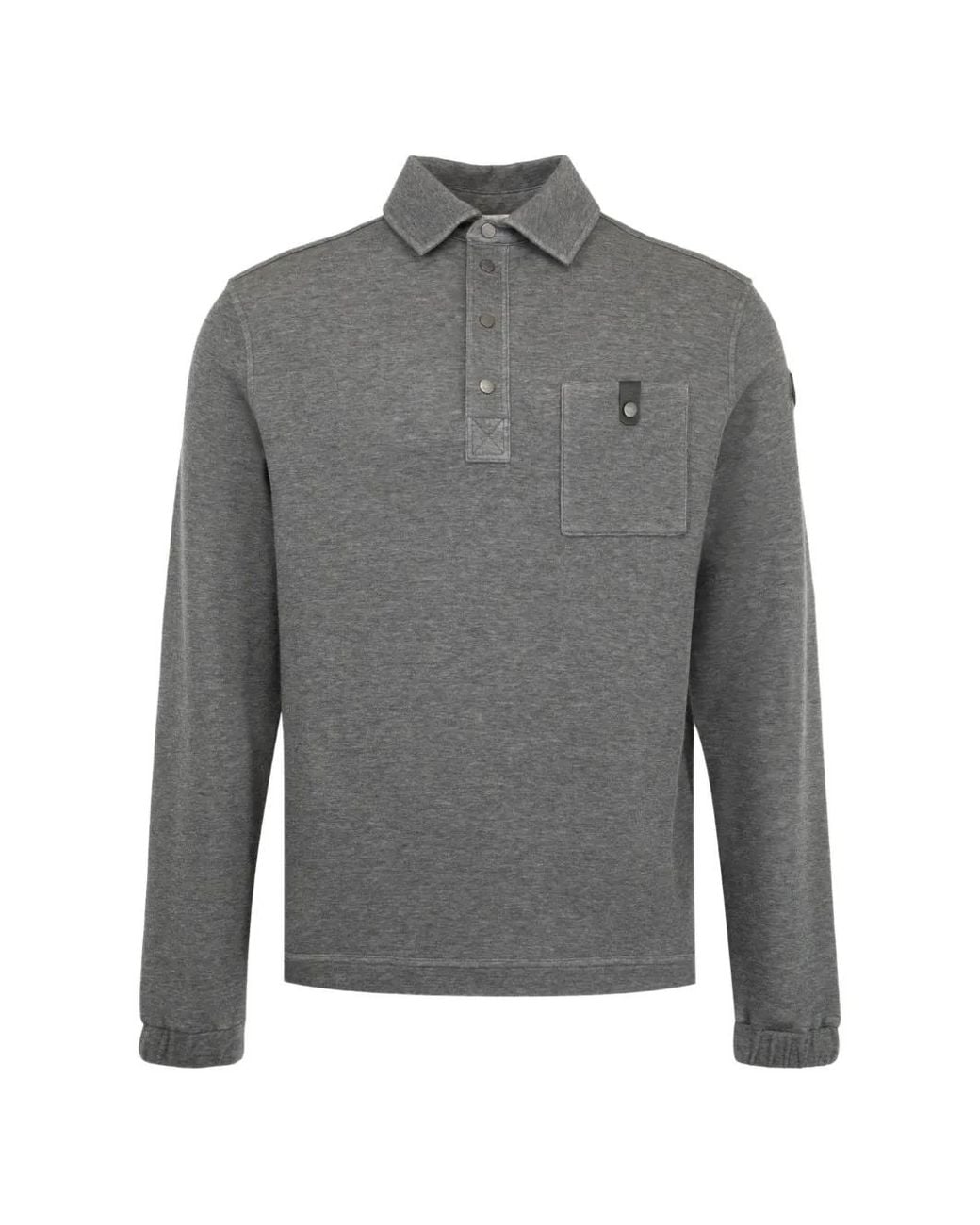Moncler Gray Long-Sleeve Polo Shirt for men