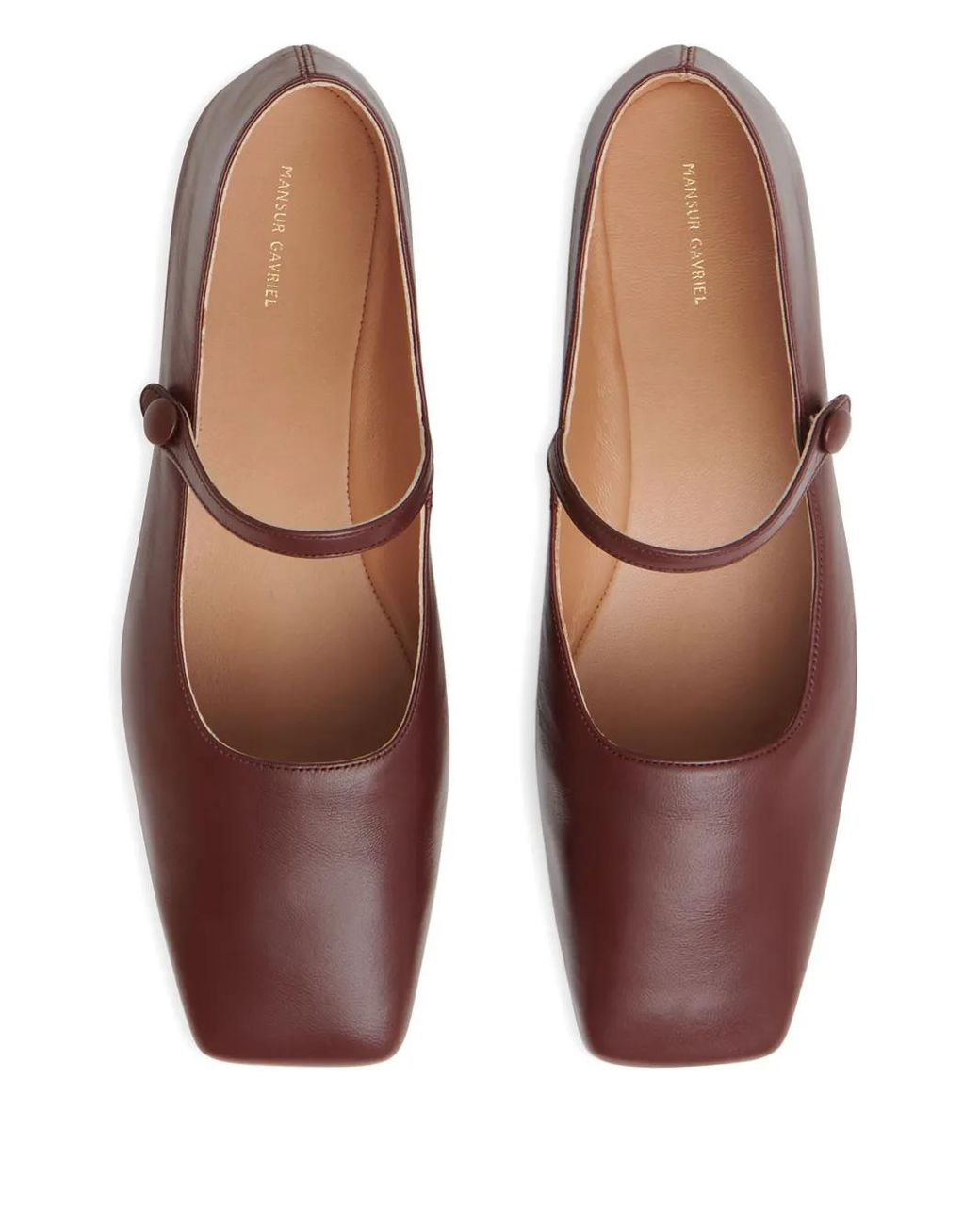 Mansur Gavriel Brown Square-Toe Ballerina Shoes