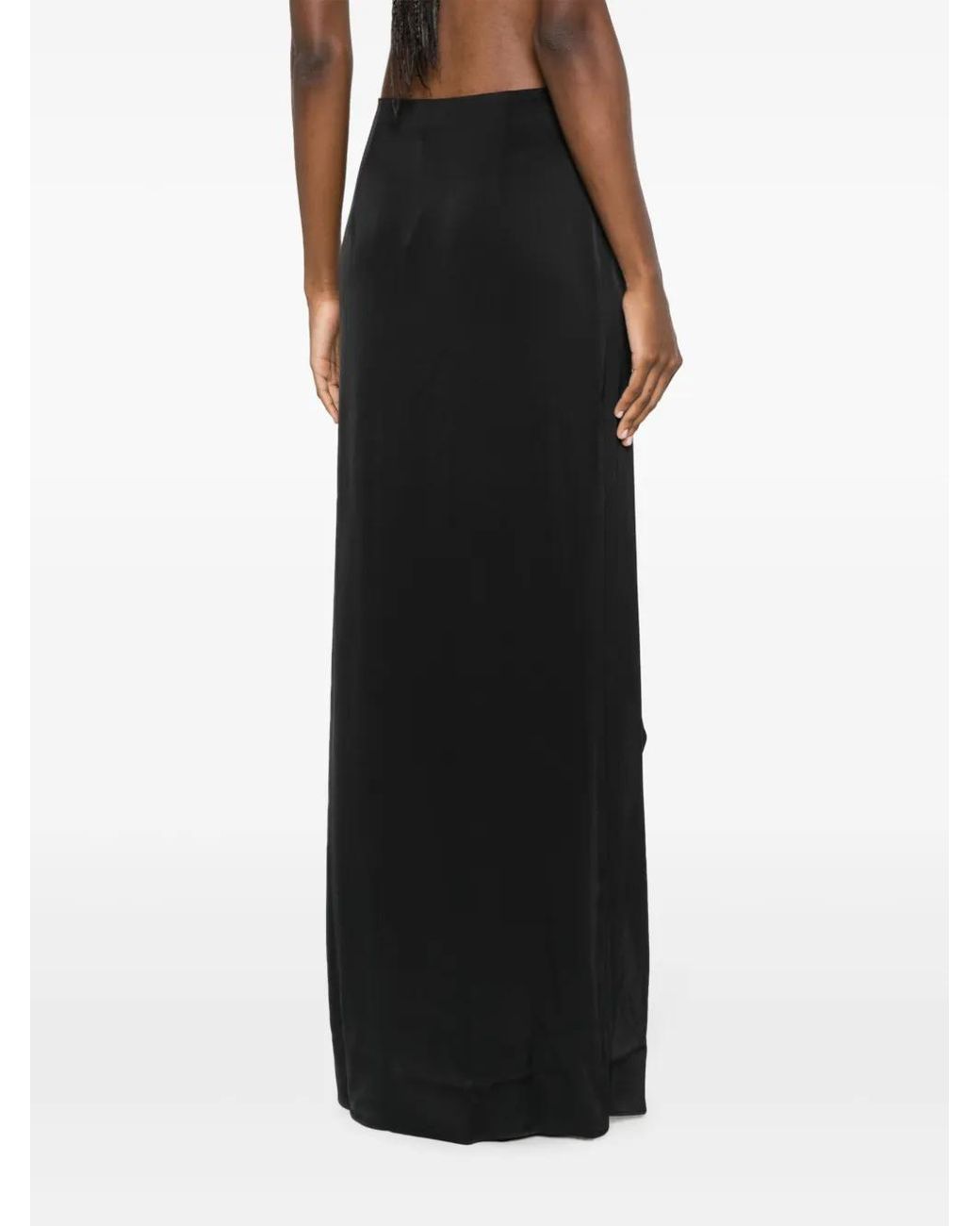 Maison Close Black Wrap-Design Satin-Finish Skirt