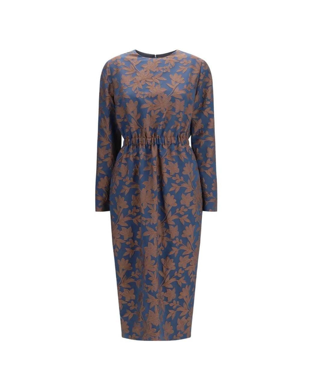 Sara Roka Blue Laila Floral-Jacquard Dress