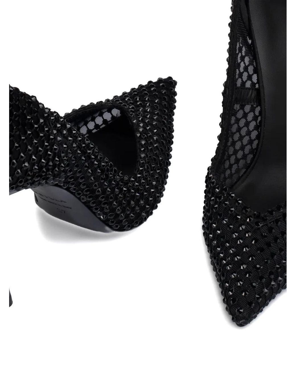 Le Silla Black 100Mm Gilda Crystal-Embellished Mesh Pumps