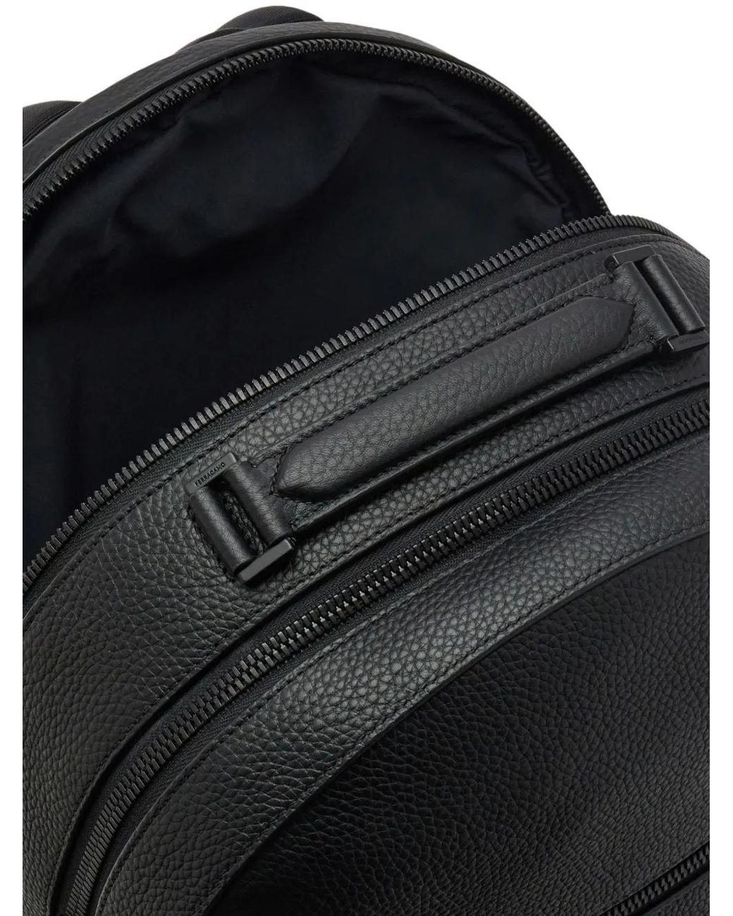 Ferragamo Black Logo Leather Backpack for men