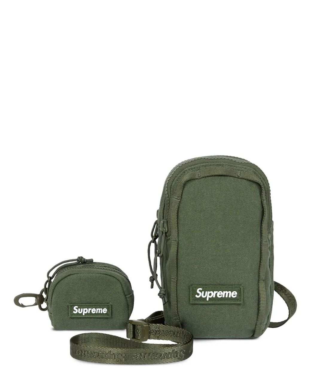 Supreme Green Logo-Patch Messenger Bag for men