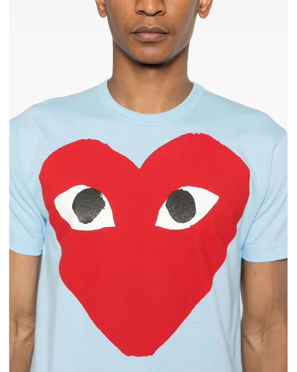 COMME DES GARÇONS PLAY Blue Heart-Print T-Shirt