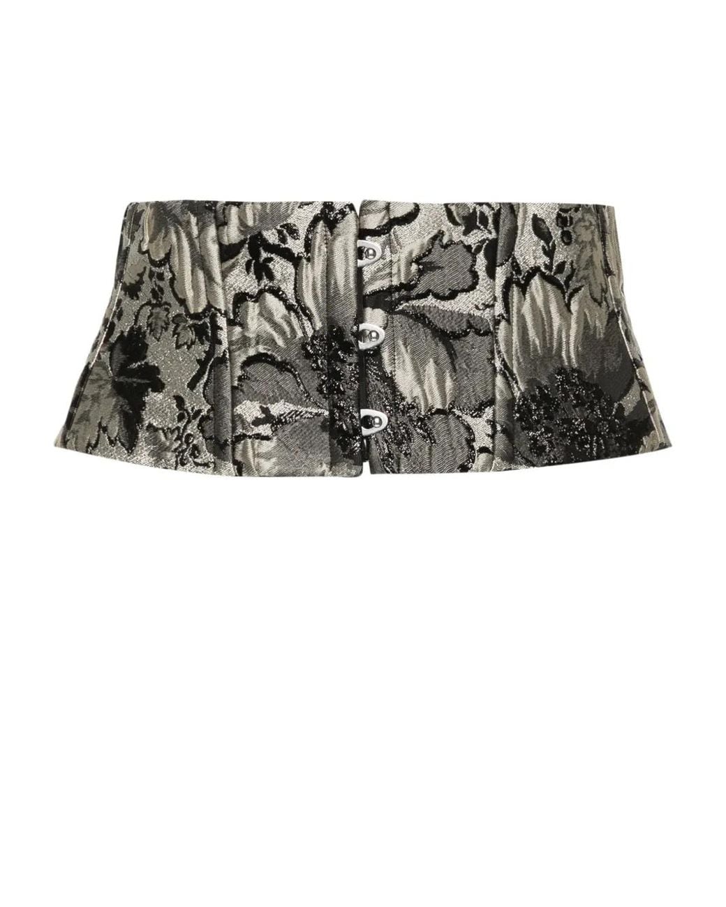 Carine Gilson Black Floral-Brocade Corset