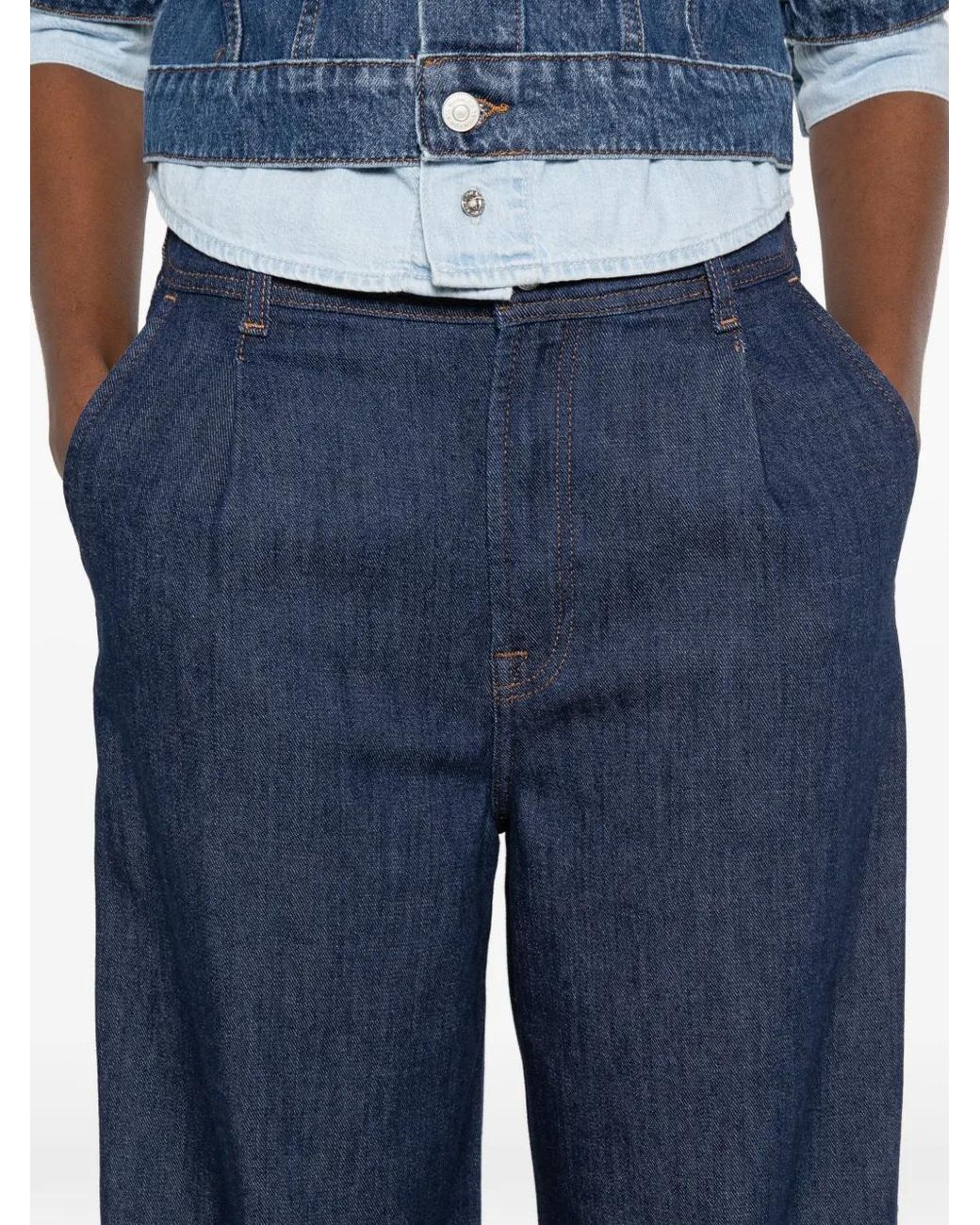 7 For All Mankind Blue Pleated Jeans