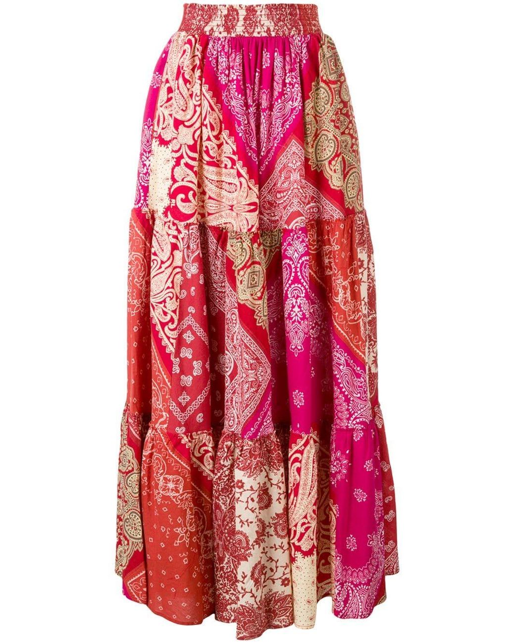 Falda larga con estampado de pañuelo Polo Ralph Lauren de color Naranja |  Lyst