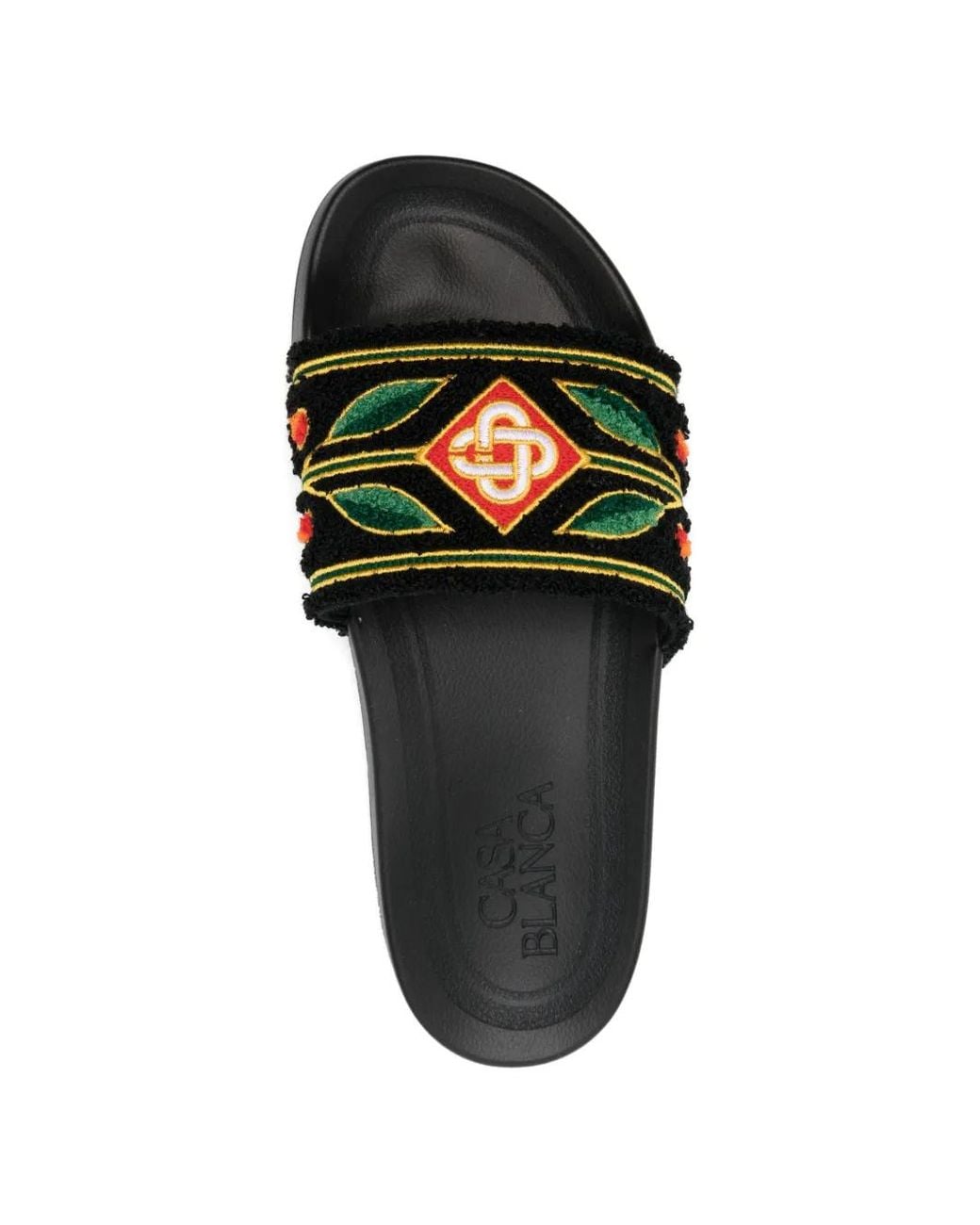 Casablanca Green Floral-Pattern Slides