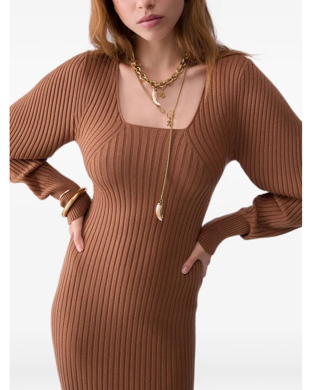 Liu Jo Natural Balloon Knit Midi Dress