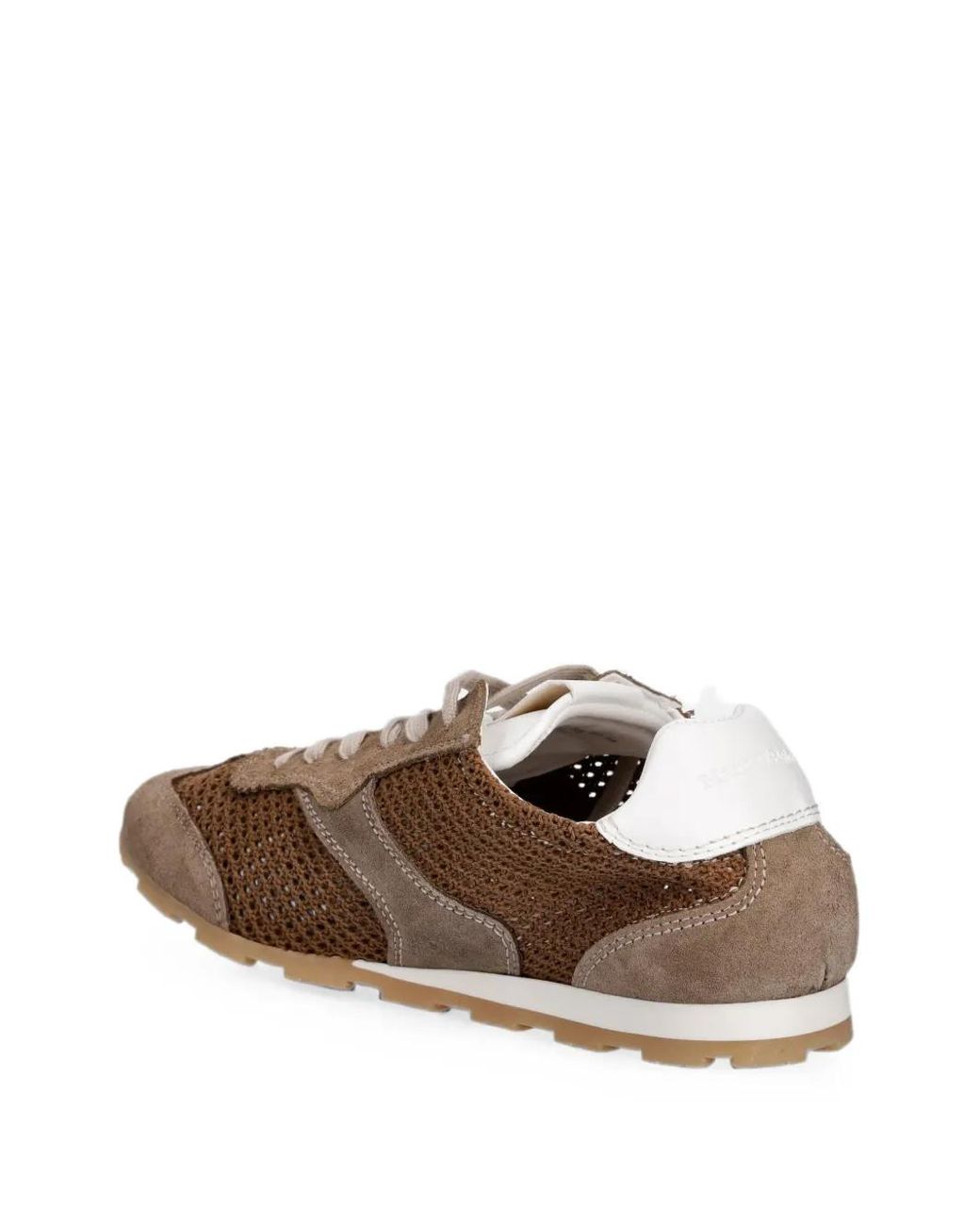 Marc O' Polo Brown Suede-Panelled Mesh Sneakers