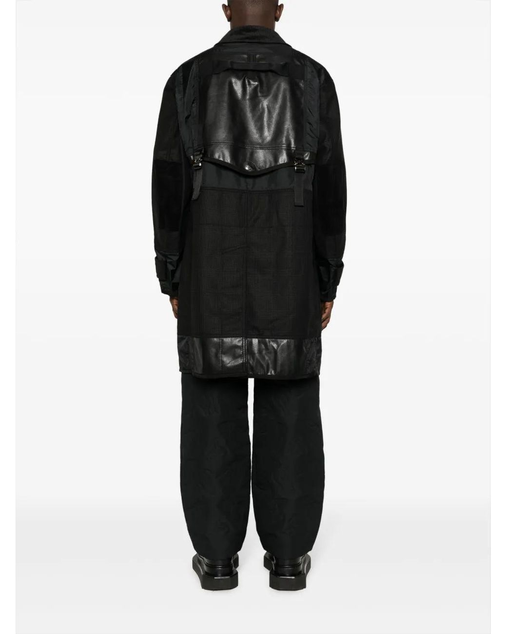 Junya Watanabe Black Panelled Single-Breasted Parka for men