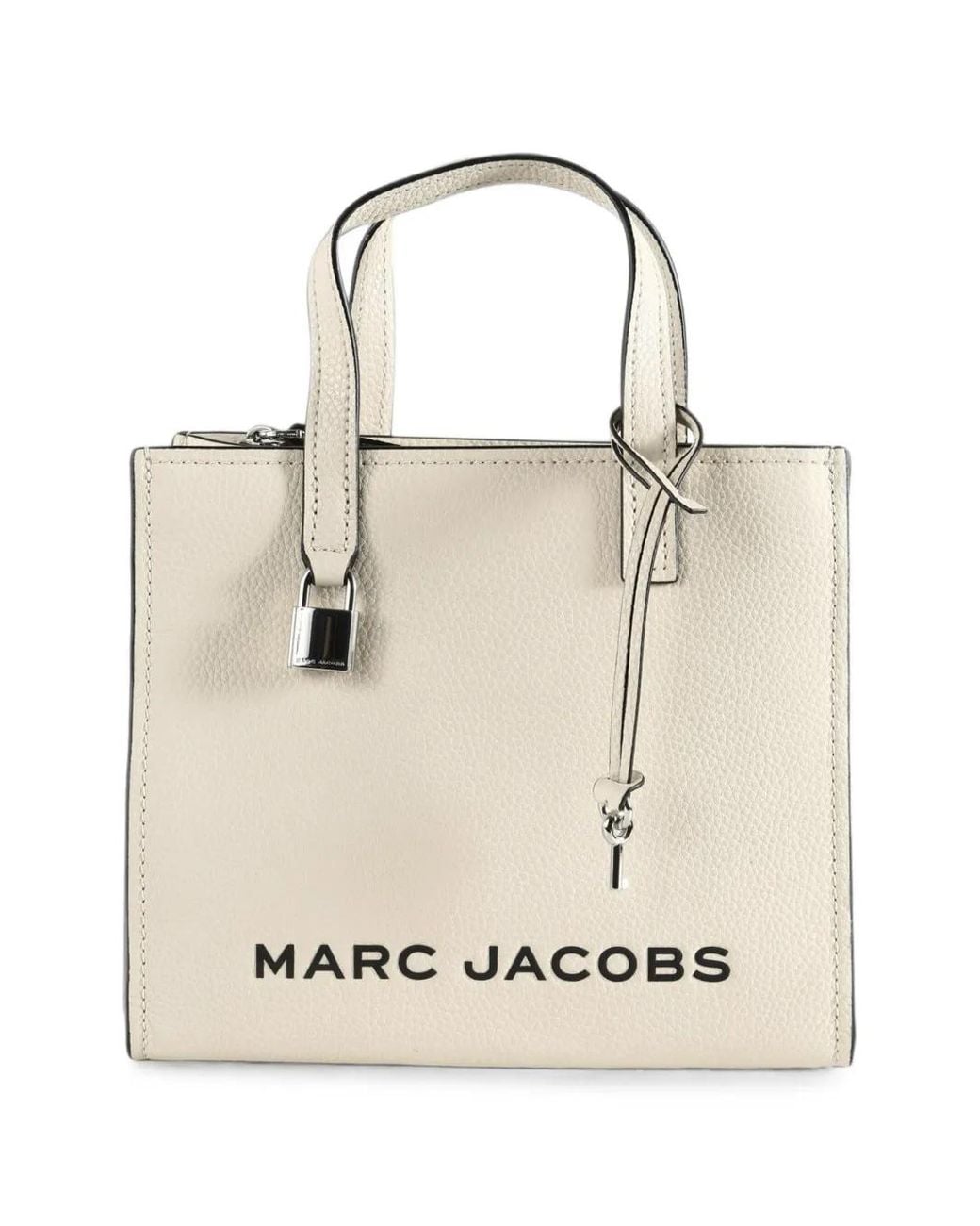 Marc Jacobs Natural Logo-Print Grained-Leather Tote Bag