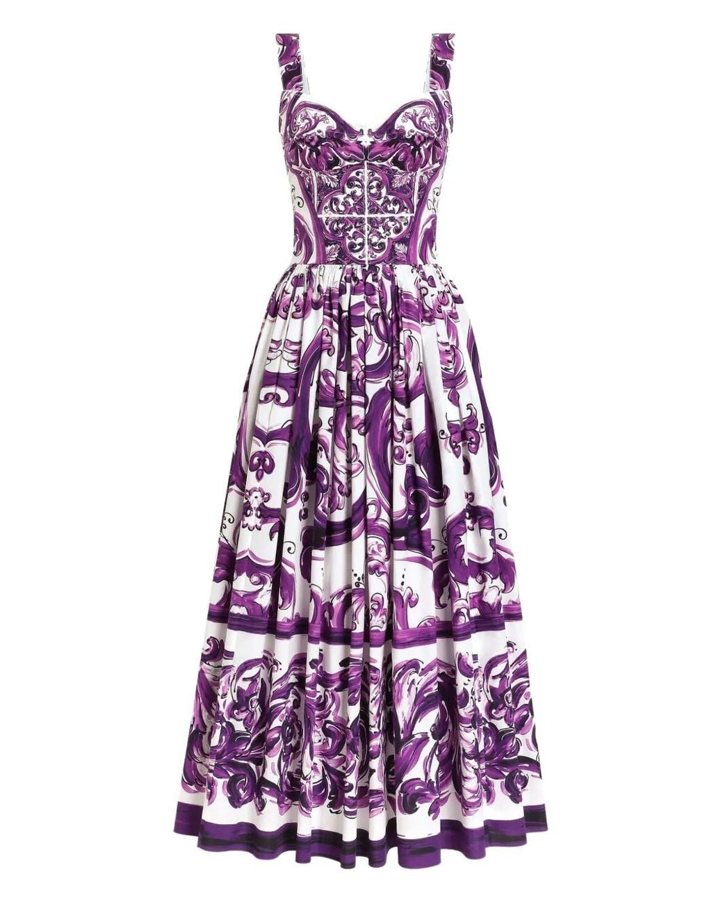 Dolce & Gabbana Purple Dress With 'Majolica' Print